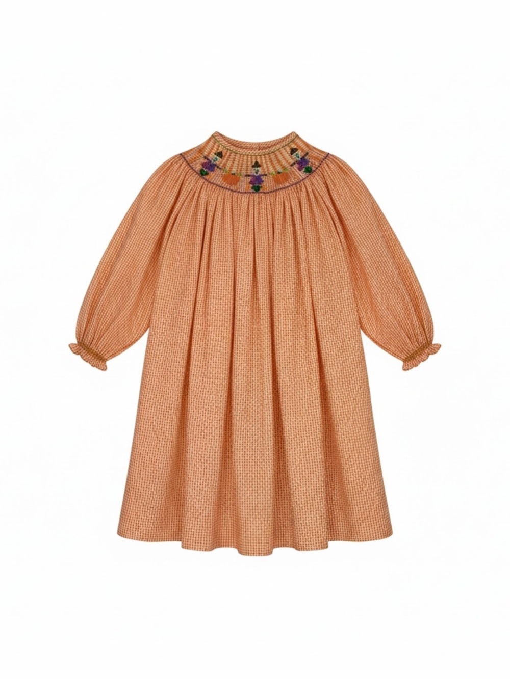 NWT Halloween Smocked Orange Long-Sleeve Girls' Dress 18mo